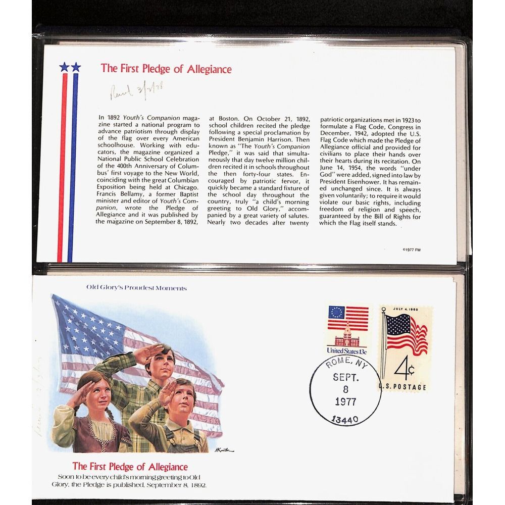 Old Glory's Proudest Moments Fleetwood Covers Kunstler Stamps‎ 1977 Vintage Rare